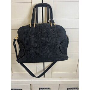 Aimee Kestenberg Presley Dome Satchel Black Embossed Lizard Leather Purse